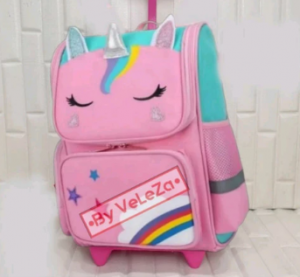 Tas Ransel Troli Anak Perempuan Unicorn Sekolah TK Tas Koper Ana